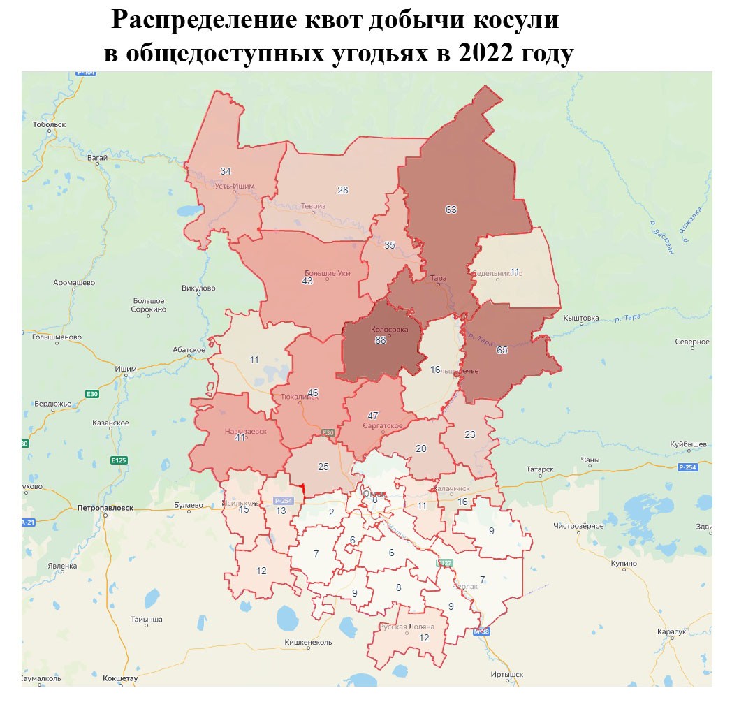 Распределение разрешений на добычу косули в Омской области
